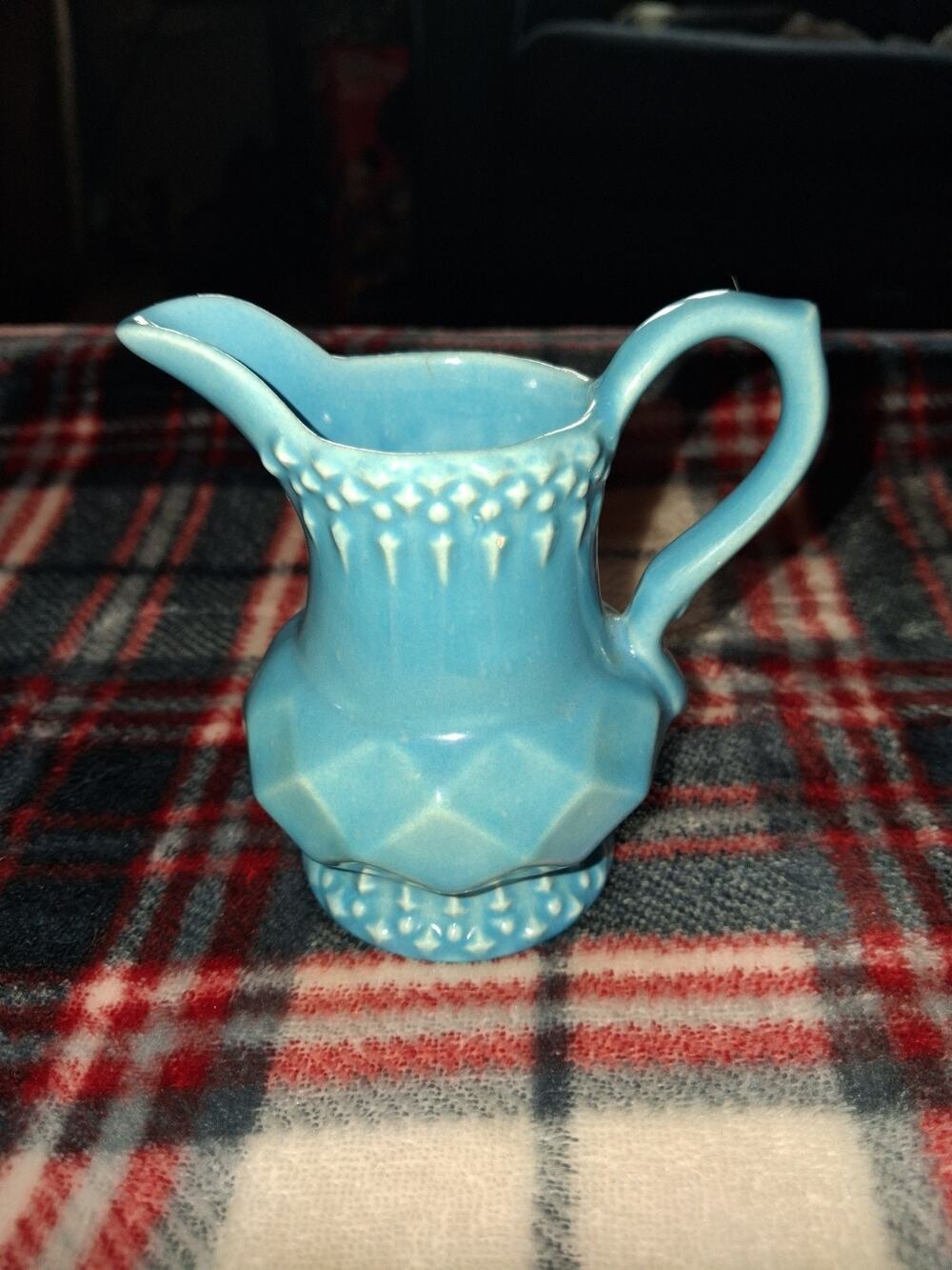 Vintage 1960s Blue Green Ceramic Jug Vase: Retro Farmhouse Pottery Planter